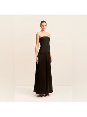 Shona Joy Strapless Black Maxi Dress